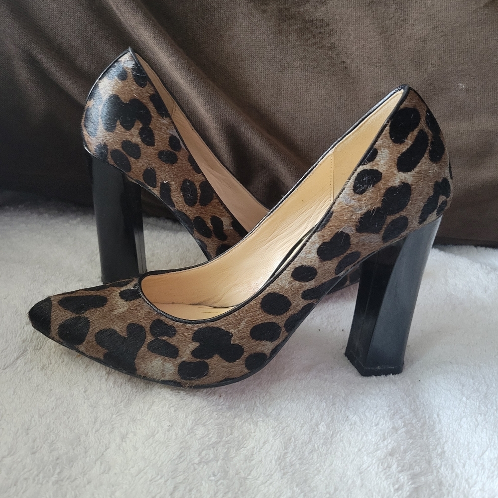Cole Haan leopard print shoes with calf hair